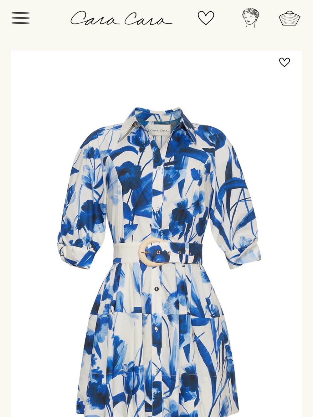CARA CARA CARO PETAL SKETCH NAVY BELTED MINI DRESS  2026SS